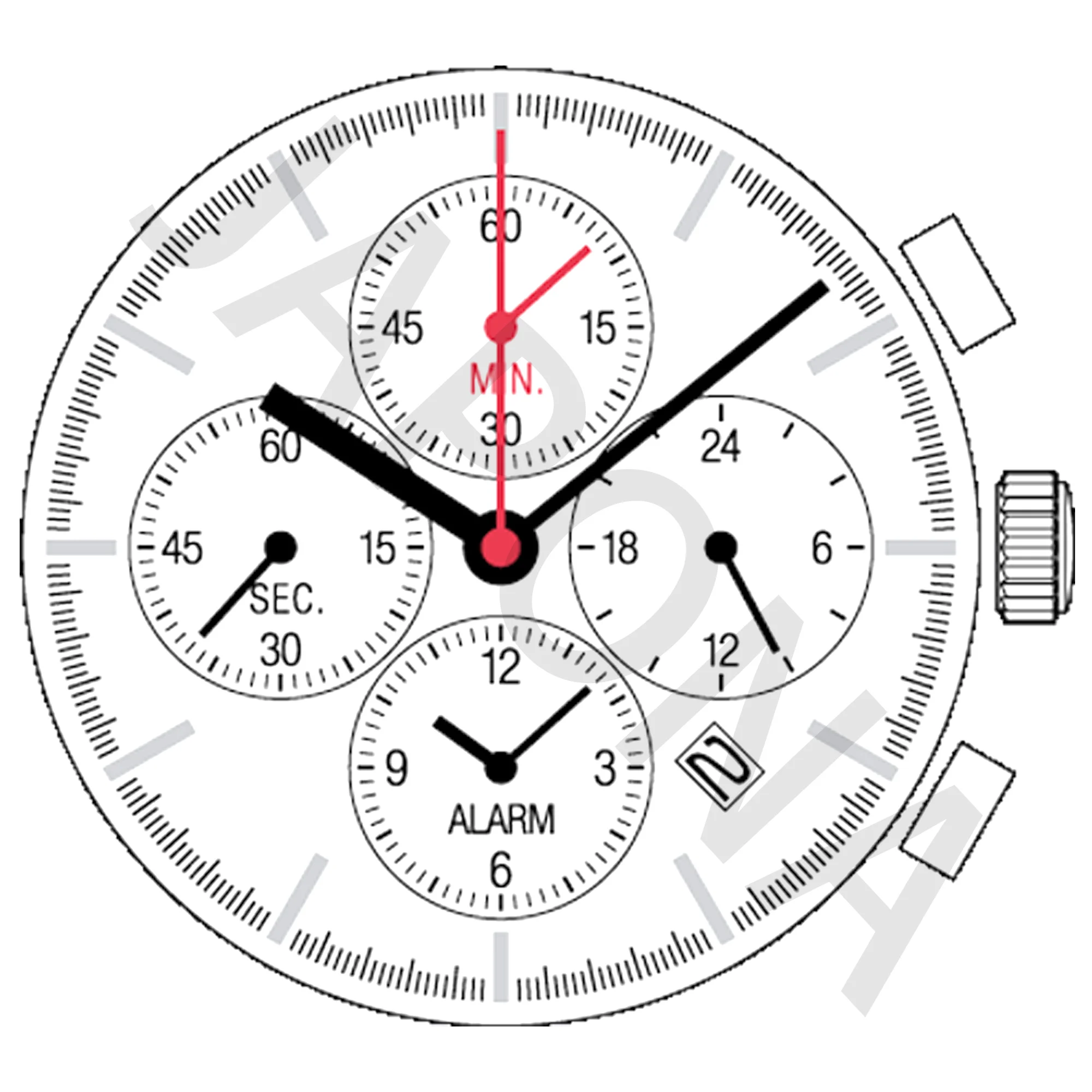 YM64 movement japan EPSON YM64A movement Center Chronograph YM64