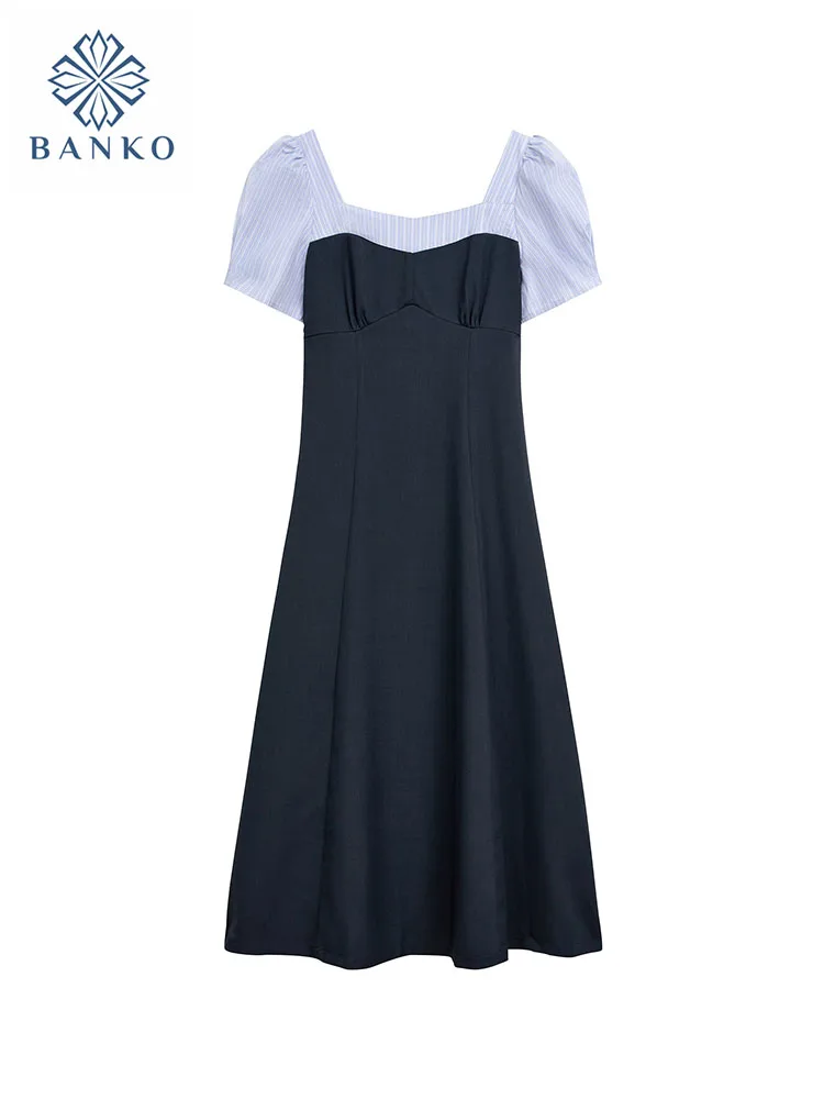 Женское ТРАПЕЦИЕВИДНОЕ ПЛАТЬЕ во французском стиле элегантное слитное платье