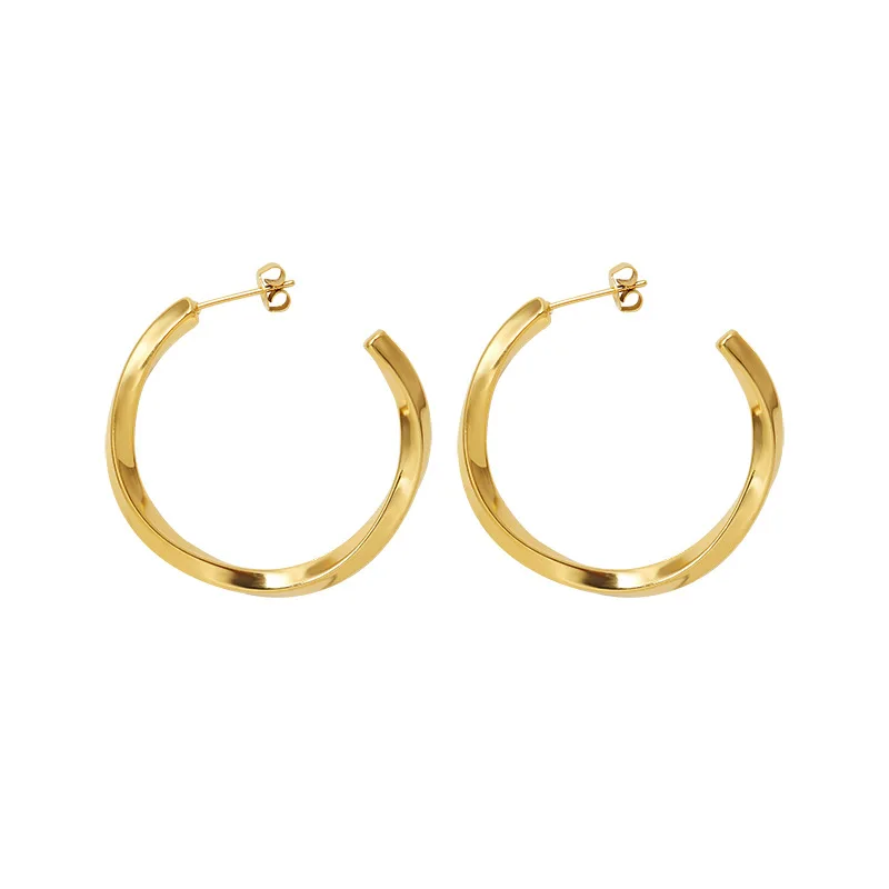

Wholesale Classic Fashion C Shape Small Round Loop Hoop Circle Earrings Stainless Steel Ear Wire Hooks Smooth Hollow Jewelry