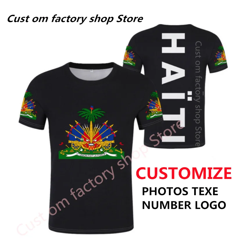 

HAITI Summer style Men Women Fashion Short sleeve T-shirts nation flag Summer round neck tops element shirt trendy men's T-shirt