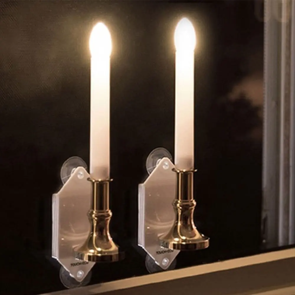 

Flameless Candles Light, Solar Powered Flickering Candle Light, Window Wall Lamp Romantic Outdoor Night Light with Suction Cups