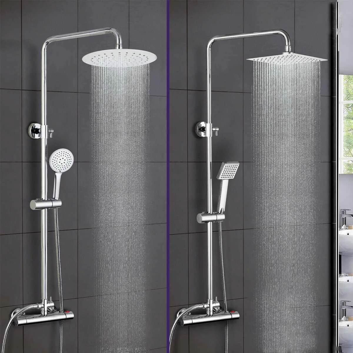 

Thermostatic Shower Faucet Set Rain Mixer Shower Faucet Hot Cold Shower Faucet Bathtub Round Square Thermostatic Shower Taps