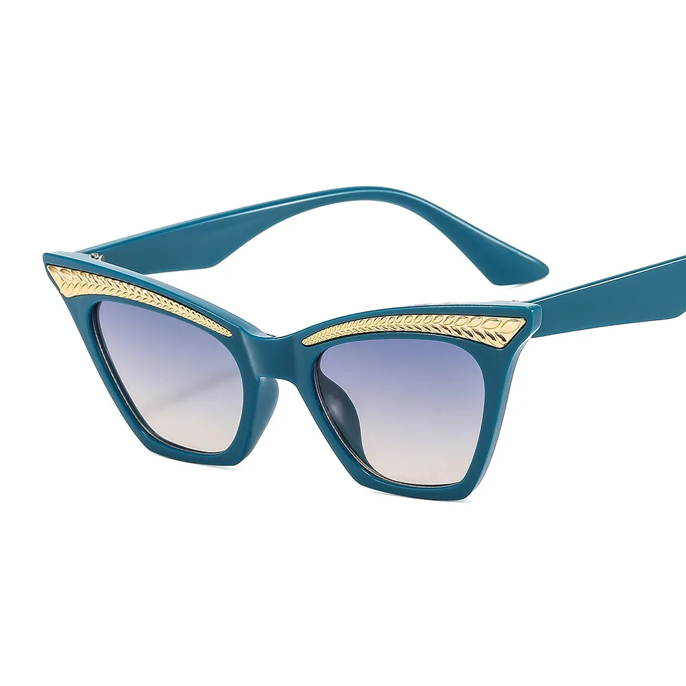 

Vintage Cat Eye Sunglasses Fashion Women Metal Decoration PC Frame Sun Glasses UV400 Brand Designer Men Travel Driving Shades
