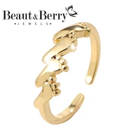 beautberry womens creative footprint rings copper zircon womens personality rings office party accessories jewelry