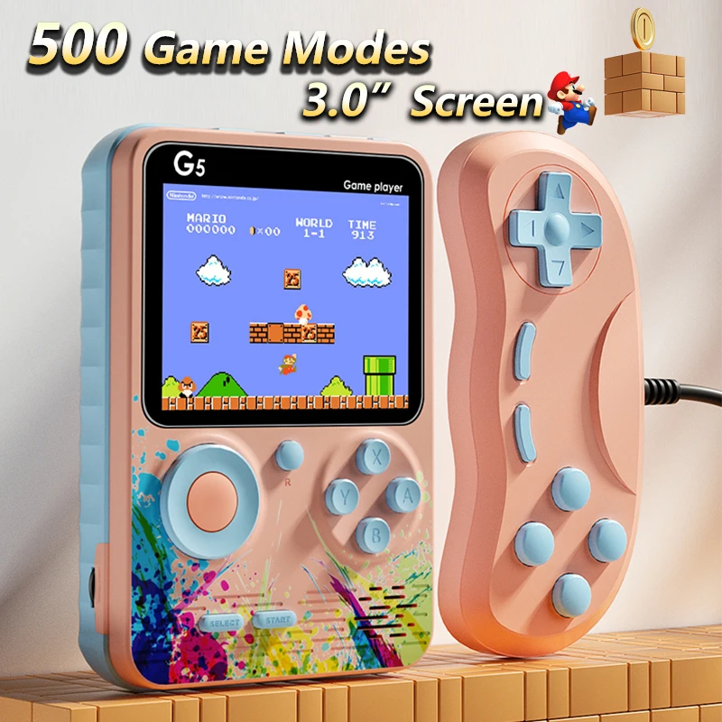 

Portable Retro Video Gaming Children's Gifts Classic Games Machine Macaron Color Matching Double Gamepad LCD Screen 500+ Modes