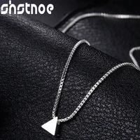 925 sterling silver box chain solid triangle pendant necklace 18 inch for women engagement wedding fashion charm jewelry