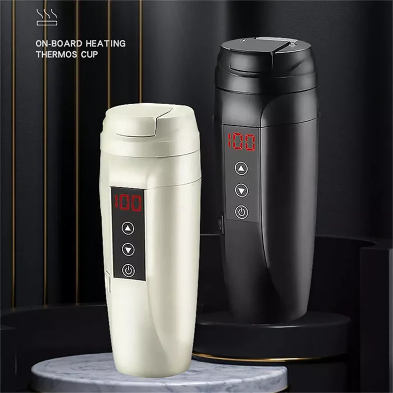 

24V Portable Car Heating Cup Stainless Steel Water Warmer Bottle Car Kettle Coffee Mug LCD Display Temperature Household New
