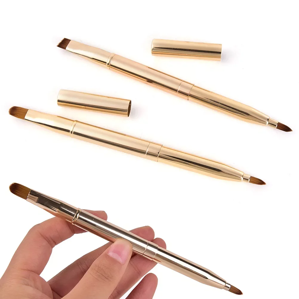 

Gold Make Up Retractable Lip Eye Liner Eyeshadow Foundation Brush Double-headed Makeup Brushes Cosmetics Tool
