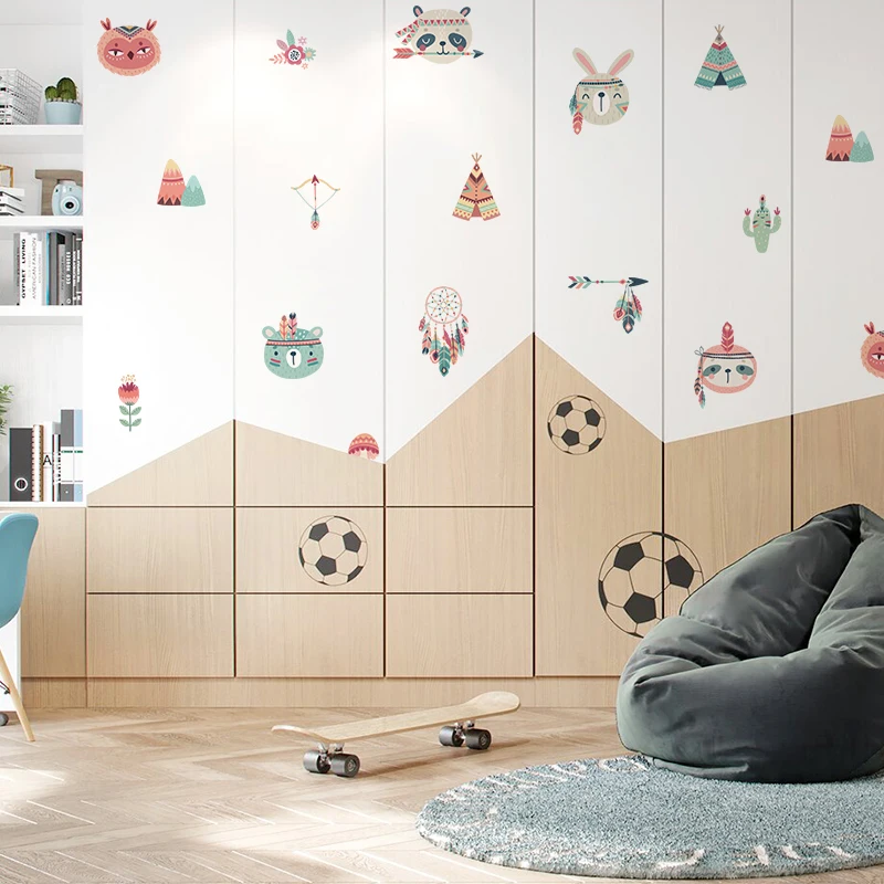 Милые индийские наклейки на стену с животными для детской комнаты домашний декор