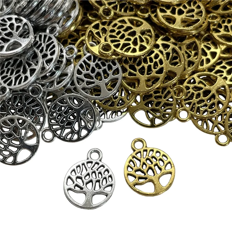 

40pcs 11*13mm Metal Mini Hollow Life Tree Pendant DIY Beaded Bracelet Of Necklace Earrings Handmade Alloy Accessories Wholesale