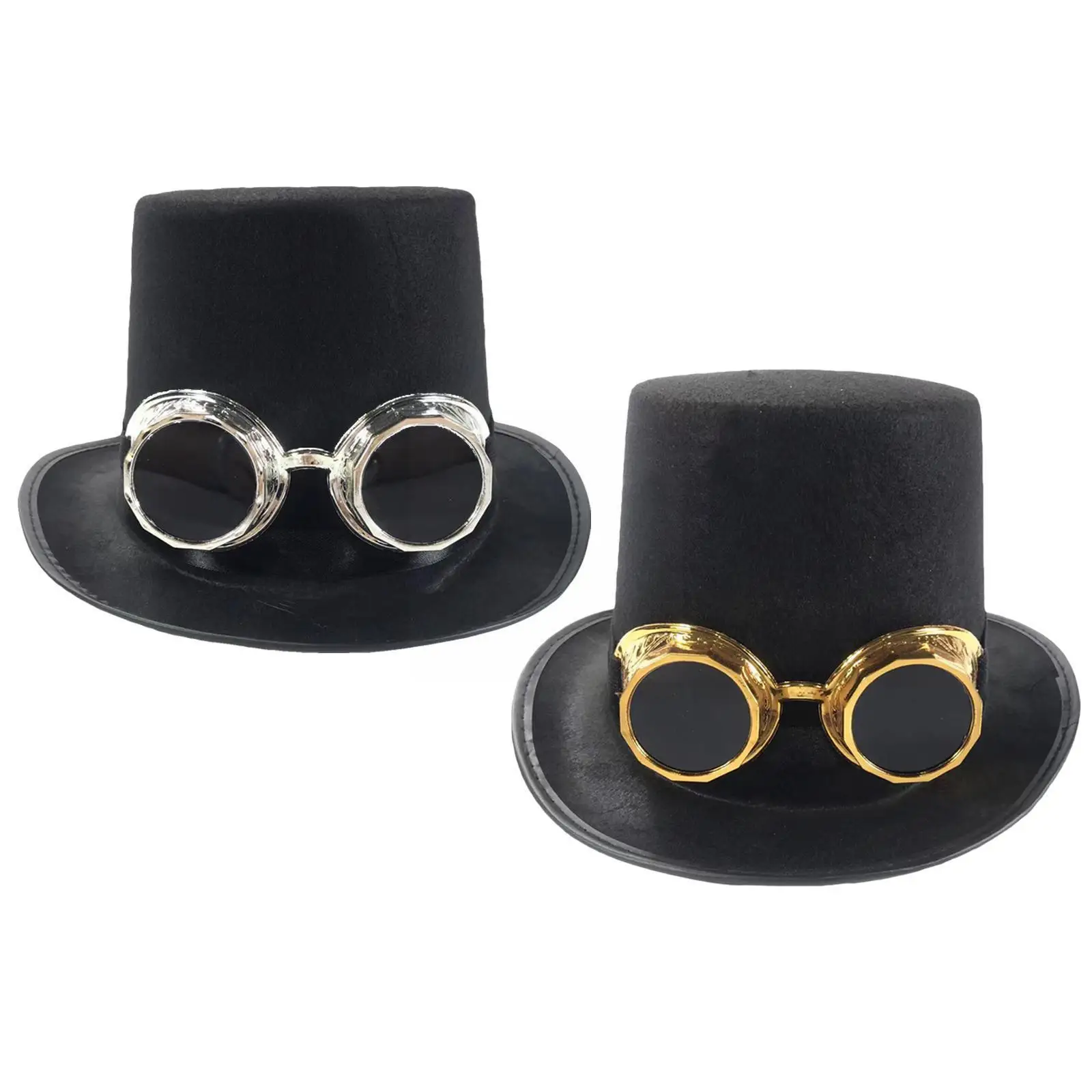 

Gothic Black Hat With Detachable Steampunk Goggles Fedora Hats For Men Carnival Halloween Jazz Masquerade Party Costume Q3z8