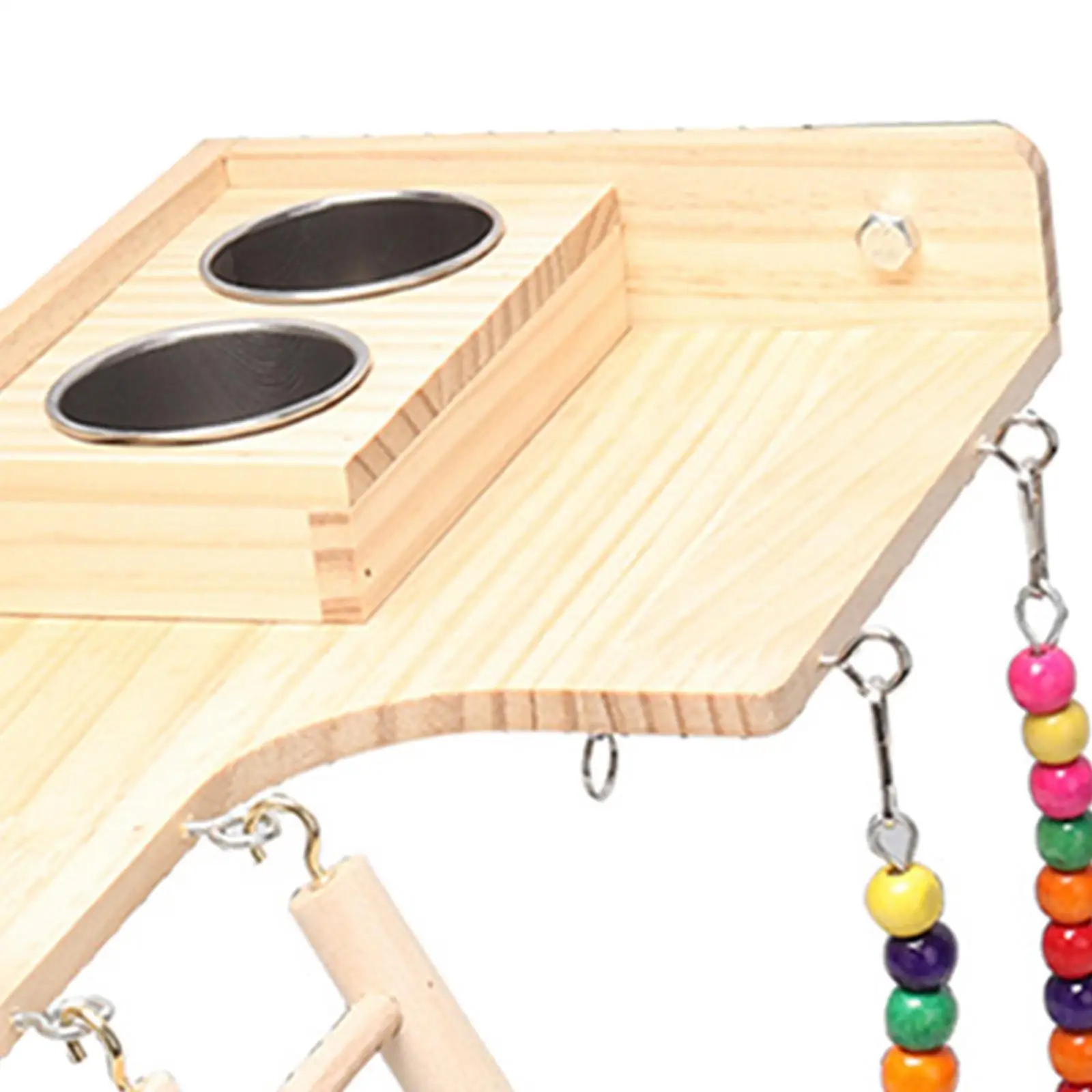 

Pet Bird Parrot Playground Wooden Ladder Toy Interactive Platform Accessory