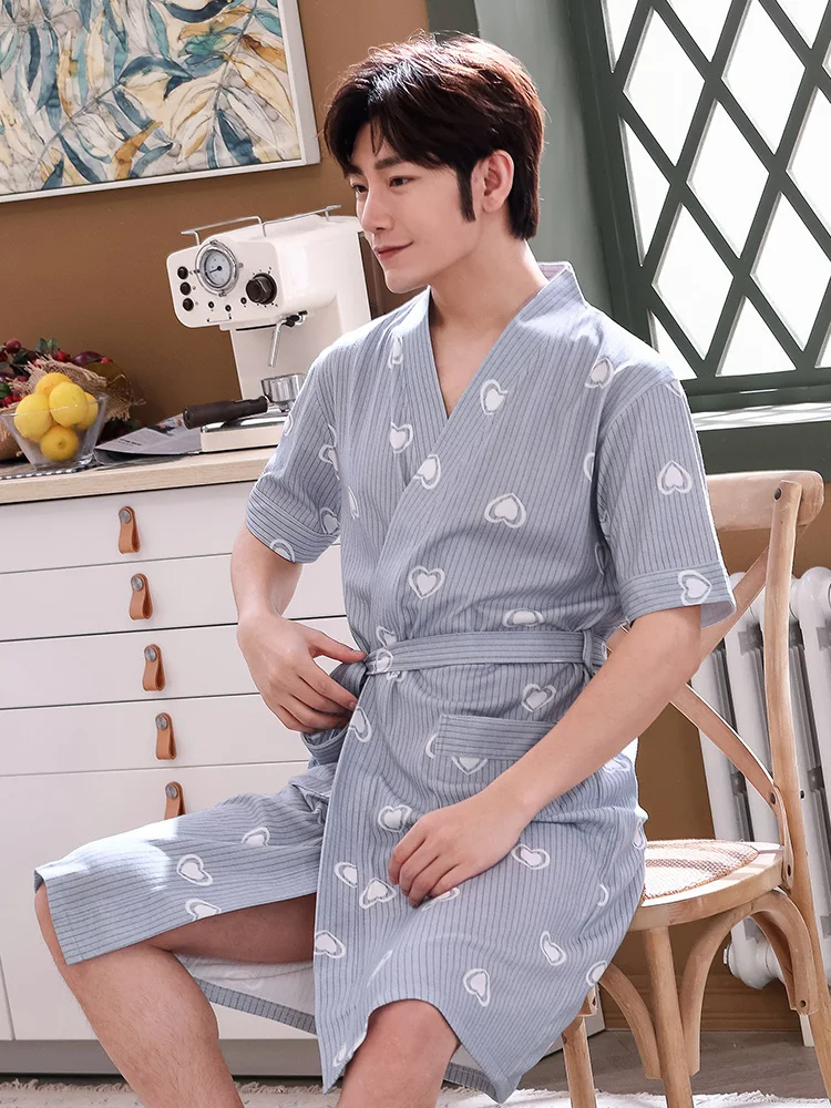 [Хлопок Синьцзян] Летняя мужская хлопковая ночная рубашка с короткими рукавами