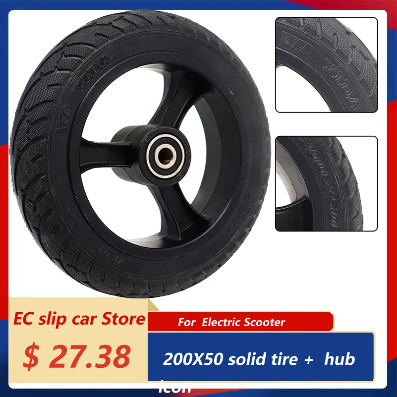 

8 Inch wheel 200x50 Solid Tire alloy hub For Xiaomi Ninebot Segway ES1 ES2 ES4 Electric Scooter rear Wheel Explosion-Proof Tire