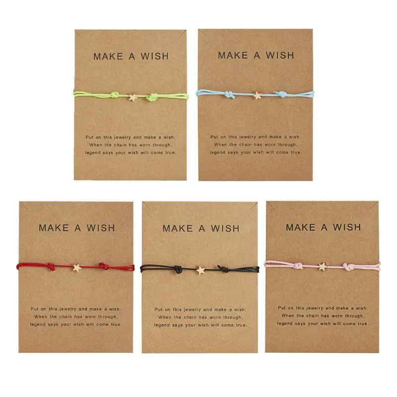 

Luck Braided Bracelet for Wish Card Star Charm Bracelet Adjustable Wax Rope Brac