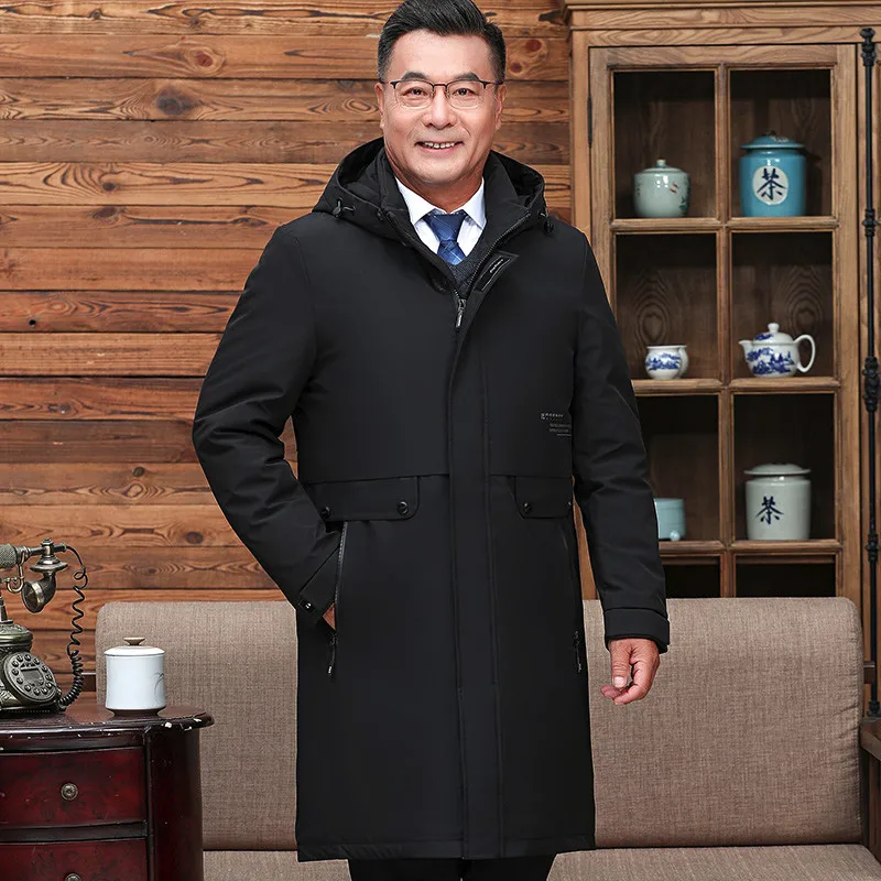 

Quality Middle-aged Men Winter Thicken Casual Plus Size Long Outwear For Father Parkas Jacket Windbreaker Coats Men Clothing