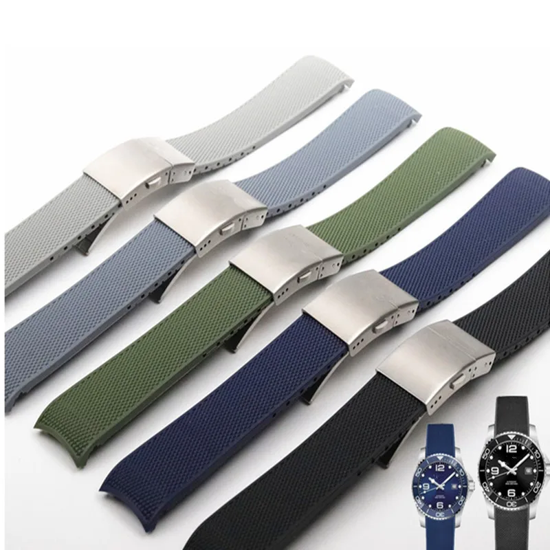 

21MM Rubber Silicone Watch Strap Waterproof Watchband for Longines strap for Conquest HydroConquest L3 Black Accessories