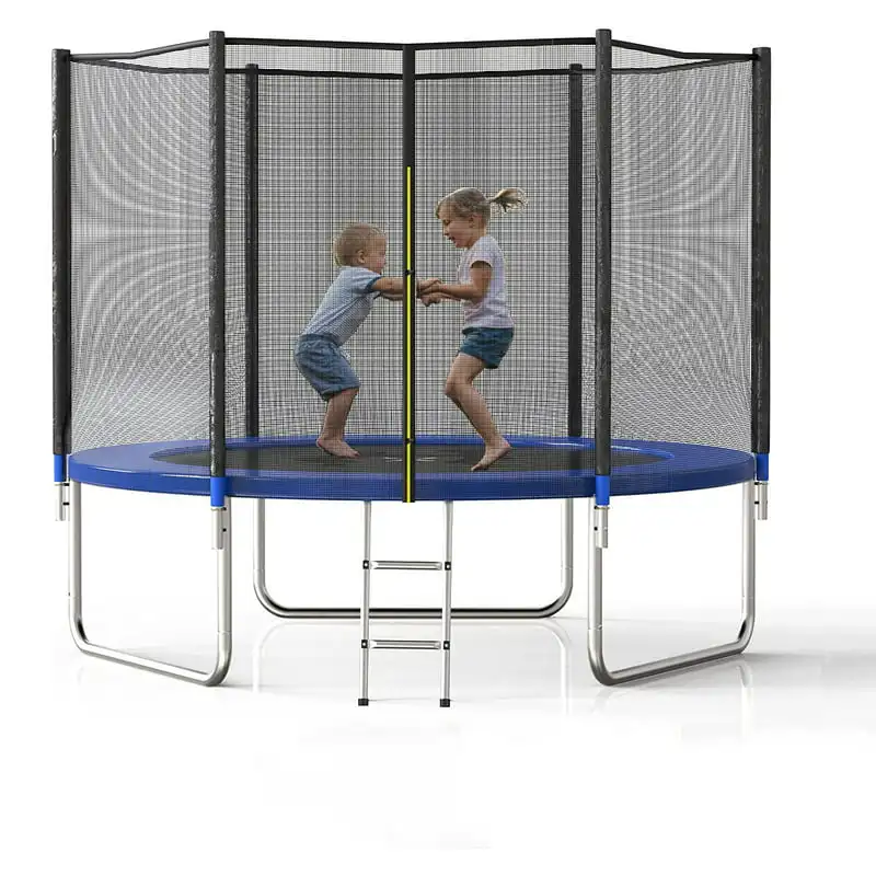 

Trampoline for Kids/Adult with Enclosure Net, 661LBS Capacity 3-4 Kids, High Waterproof Mat and Inclined Ladder, Outdooe/Indoor