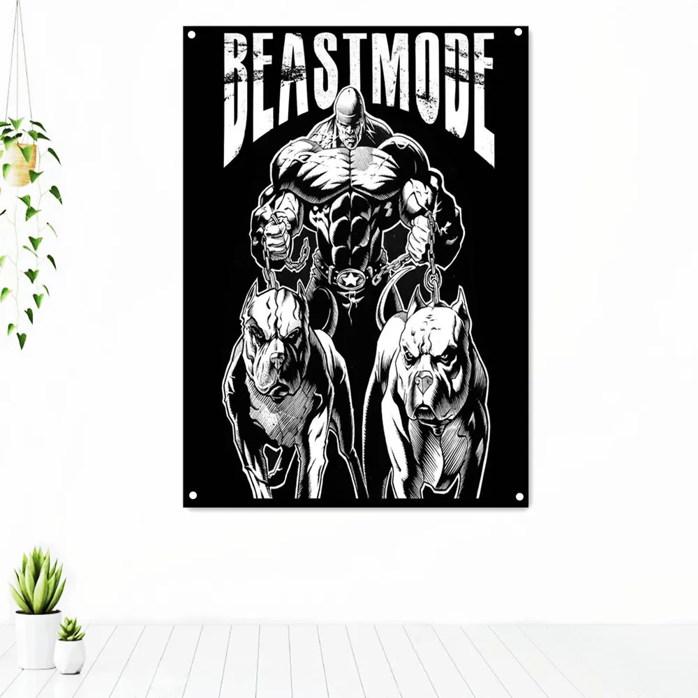 

BEASTMODE Sports Fitness Poster Wall Art Home Decor Exercise Inspirational Tapestry Gym Workout Decorative Banner Flag For Wall