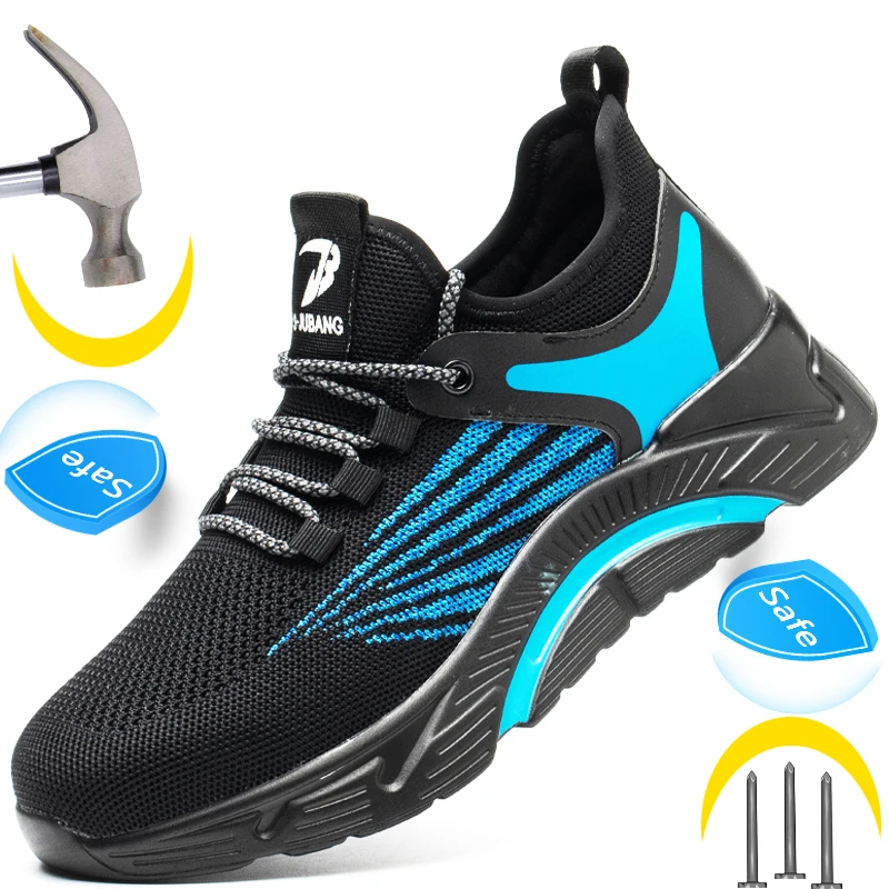 

Fashion Work Safety Shoes Men Work Sneakers Indestructible Steel Toe Shoes Work Boots Breathable Security Protective Shoes Male