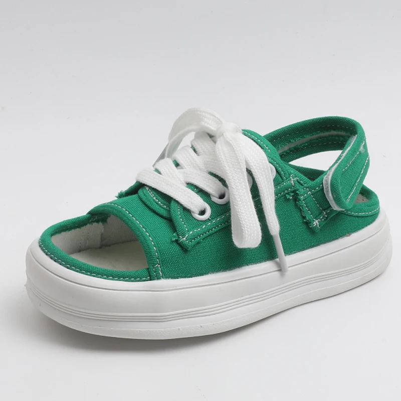 

Children Canvas Shoes Summer Soft Sole Baby Sandals Lattice Print Girls Canvas Shoes Breathable Foot Protection Boys Sandals