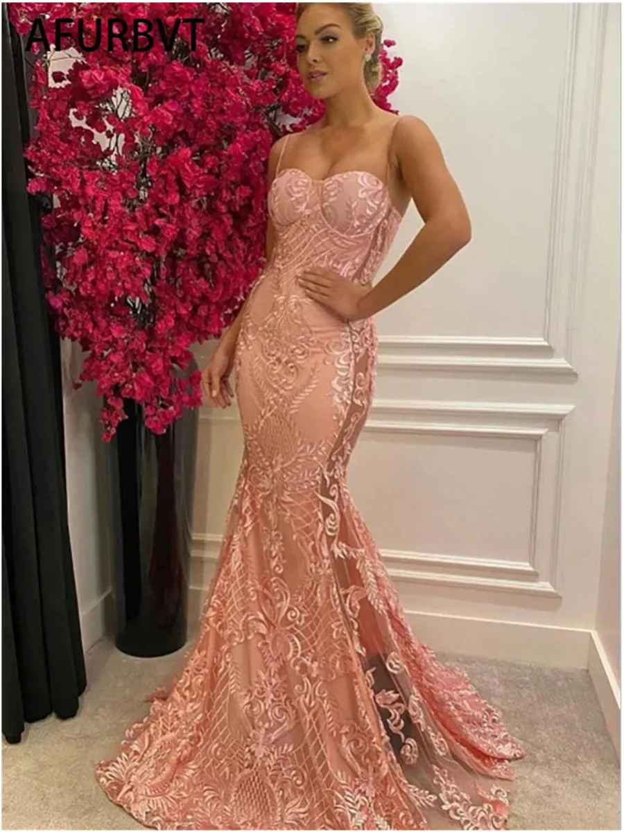 Square Collar Sequbins Maxi Dress Long Train Mermaid Sleeveless Evening Party Tank Dress Stretch Pink Floor Length Gown