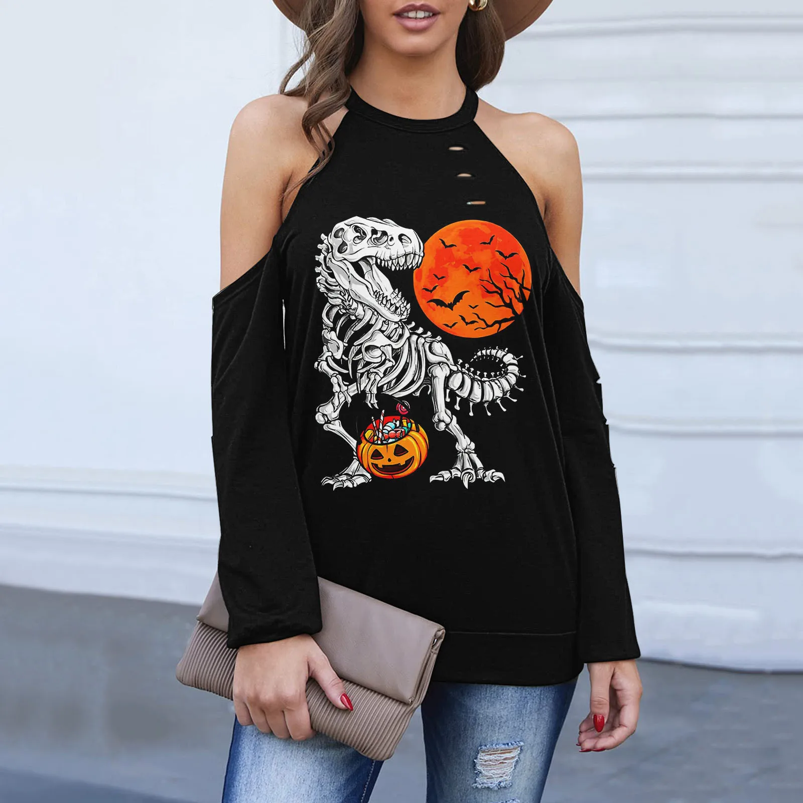 

Womens Sweatshirt Zip up Hoodie Blouse For Women Casual Halloween Prints Fleece Lined Hoodies for Women Fleece Hoodie Women