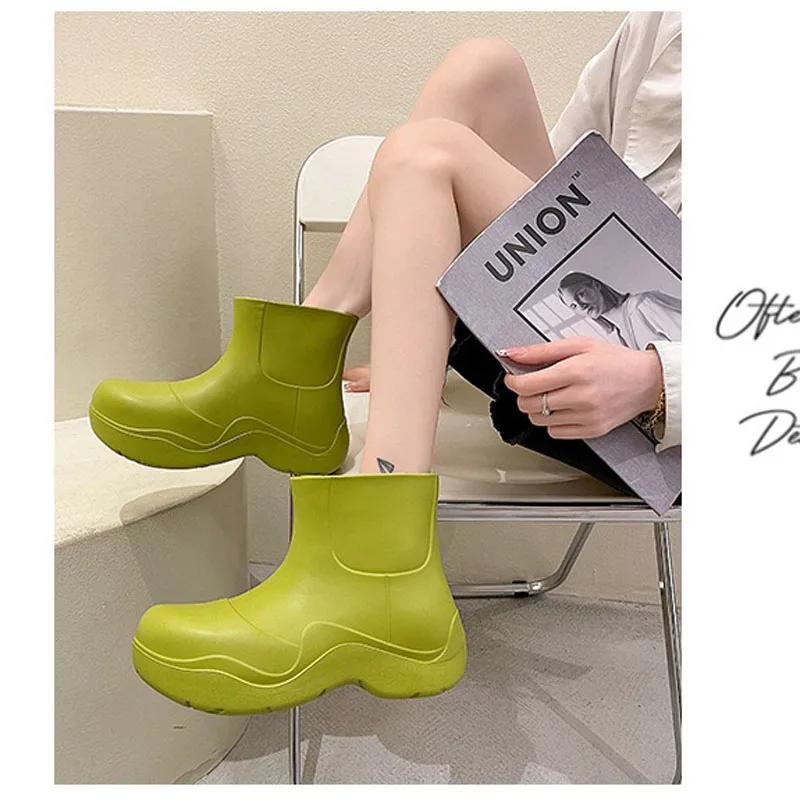 New Fashion Summer Rain Boots Lady Casual Outdoor Thick Bottom Waterproof Shoes Spring Anti-skid Short Low Eva Rain Boot Women