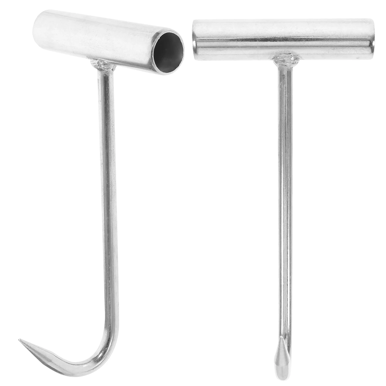 

2 Pcs T-hook Ham Hanger Metal Spork Tool Meat Hanging Flipper Stainless Steel Cooking T-shaped