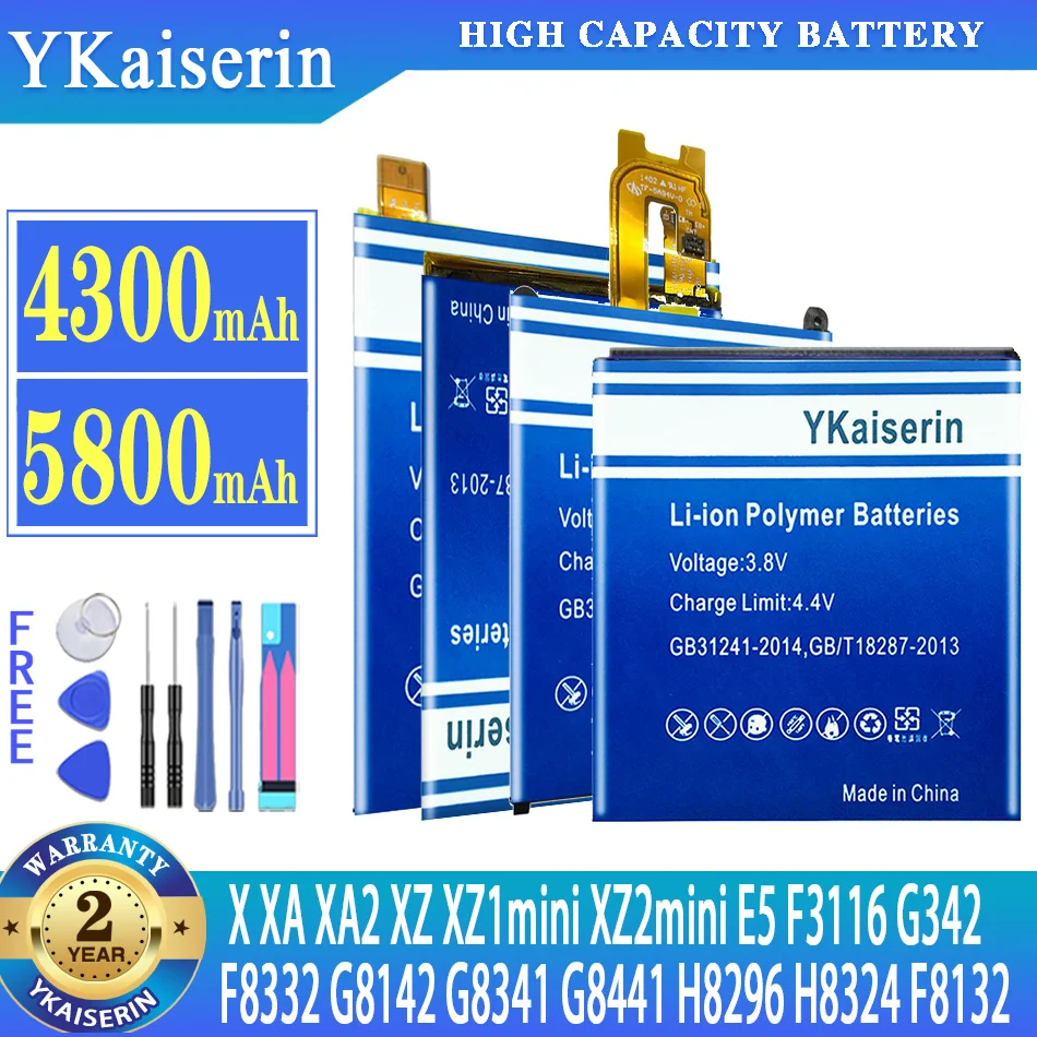 

YKaiserin Battery For SONY Xperia XA XA2 XZ XZ1 mini XZ2 mini X E5 F3116 G342 F8332 G8142 G8341 G8441 H8296 H8324 Premium F8132
