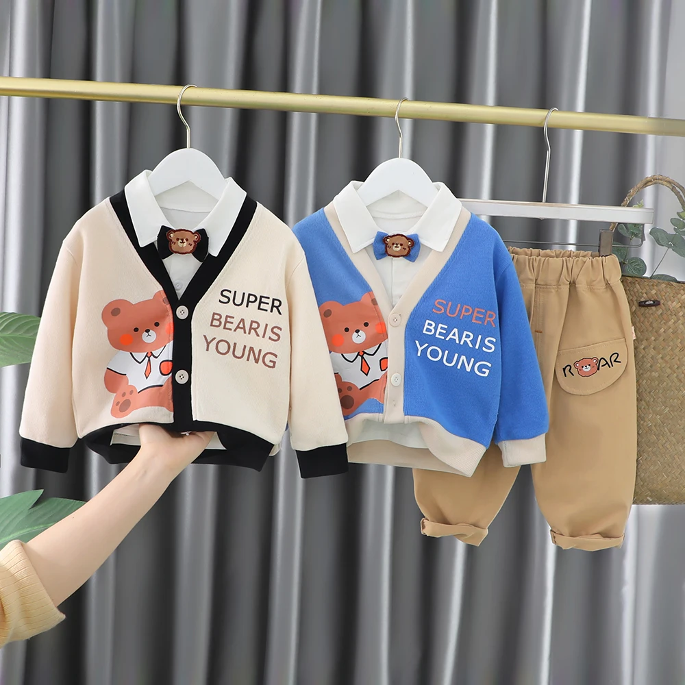 

3 шт., Детские хлопковые штаны и рубашка с длинным рукавом