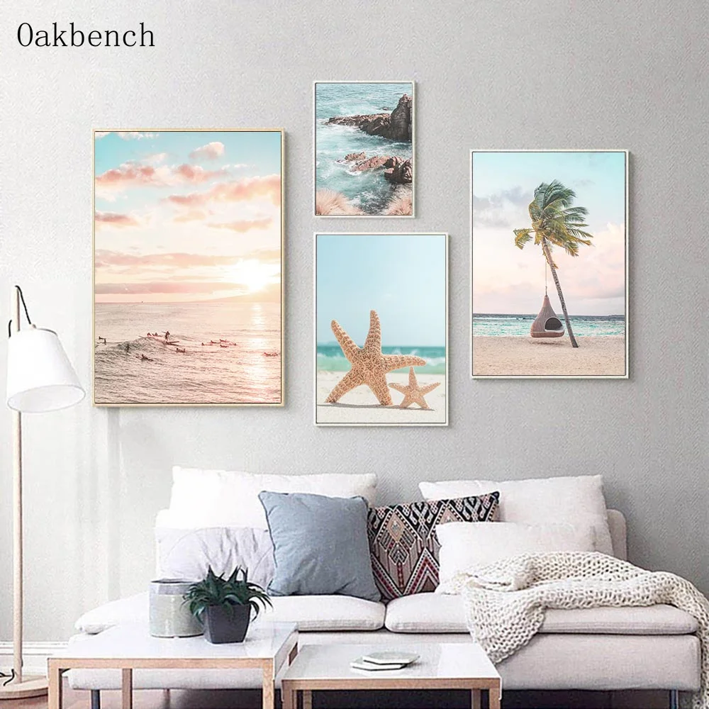 Скандинавский стиль искусство холст живопись морская звезда Пляжная Печать