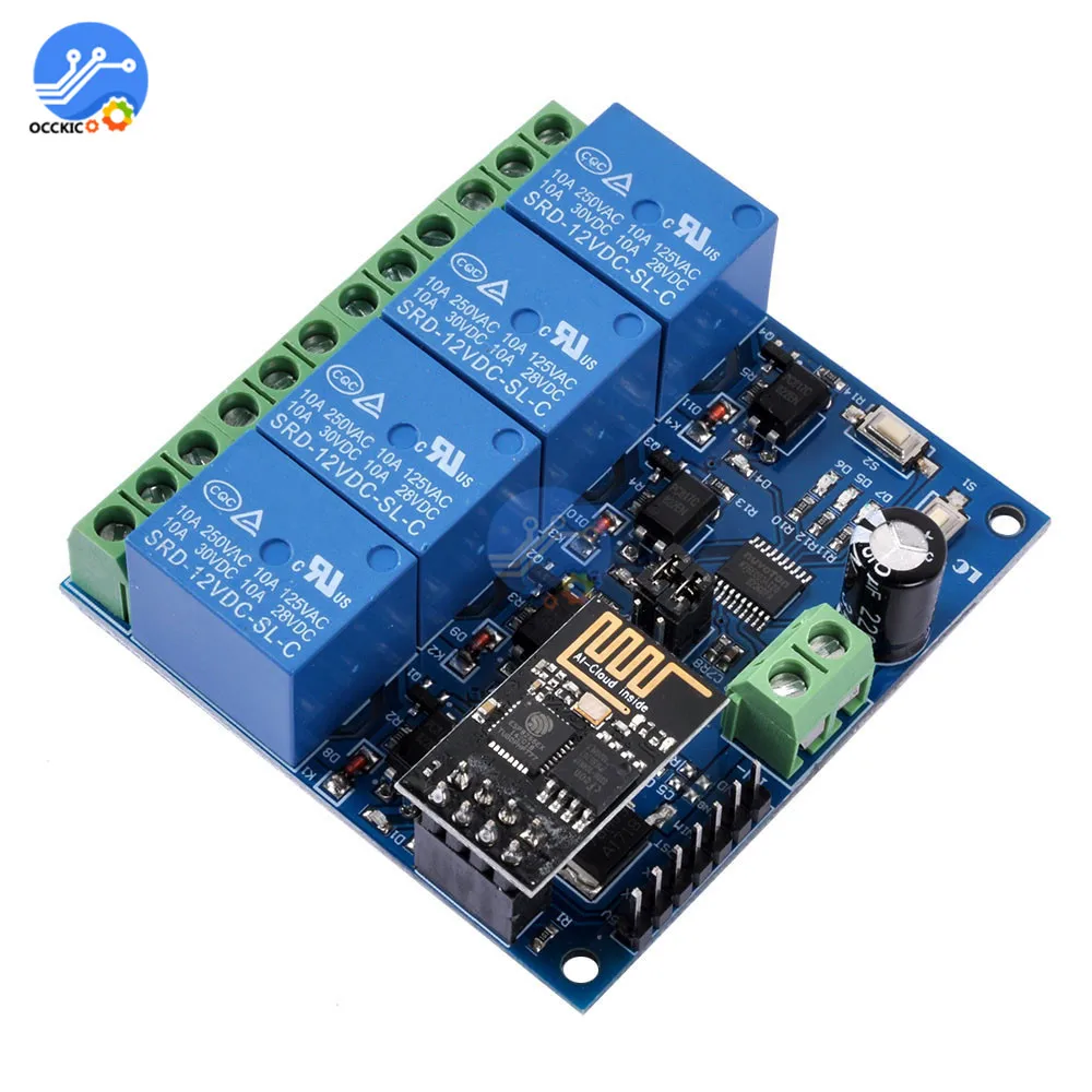 Релейный модуль Wi-Fi ESP8266 ESP-01 12 В постоянного тока 4 канала контроллер приложения