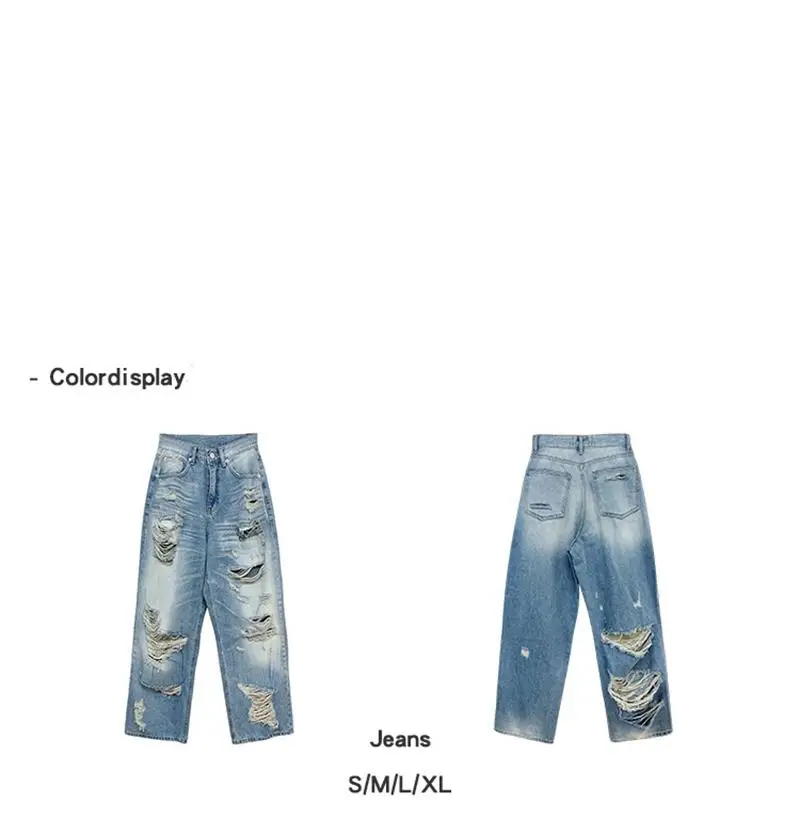 American Vintage High Street Beggar's Worn Washed Jeans Women's 2023 Summer New INS Loose Wide Leg Casual Pants