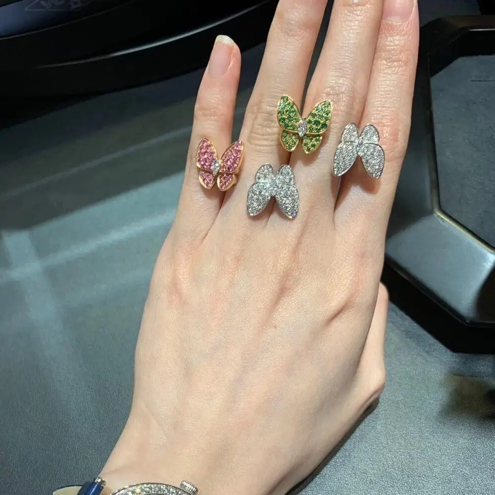

Классическое разноцветное кольцо-бабочка, искусственное кольцо с двойным бантом, ювелирные изделия на палец для подарка на День святого Валентина, годовщину