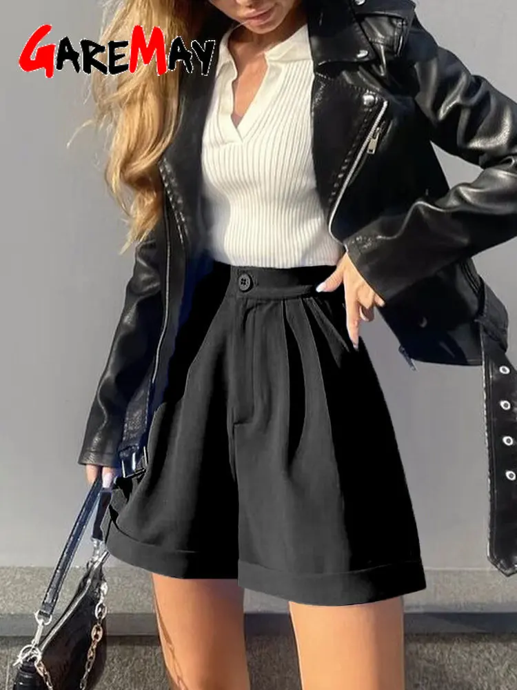 Классические Элегантные женские летние шорты с высокой талией белые большие