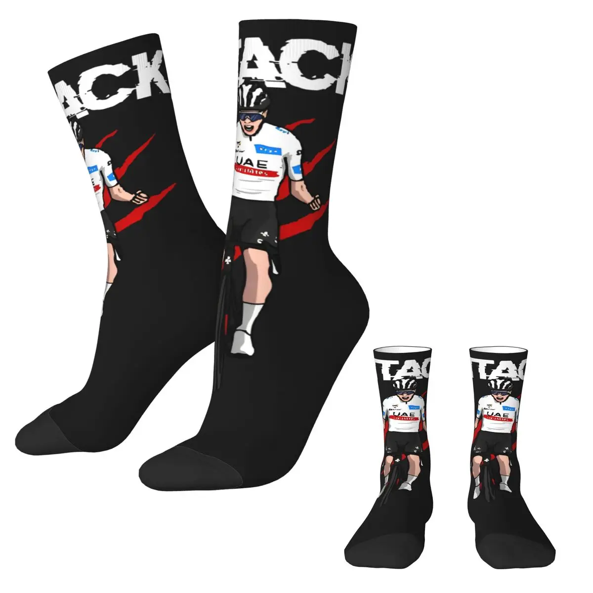 Забавные велосипедные носки Tadej Pogacar Осенние Нескользящие мужские унисекс