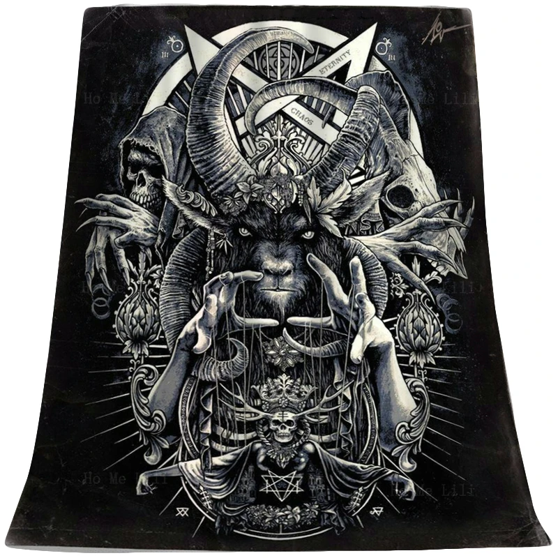 

Dark Art Satan The Devil Goat Head Pentagram Baphomet Punk Gothic Posters Flannel Blanket By Ho Me Lili For Camping Trip Use