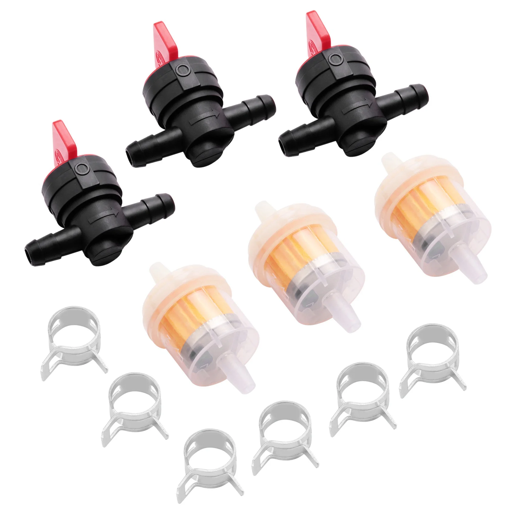 

3Pcs/Set Fuel Gas Tank Shut Off Valves Filters Clamps Garden Brush Cutter Lawnmower Accessory Practical Replacement Part