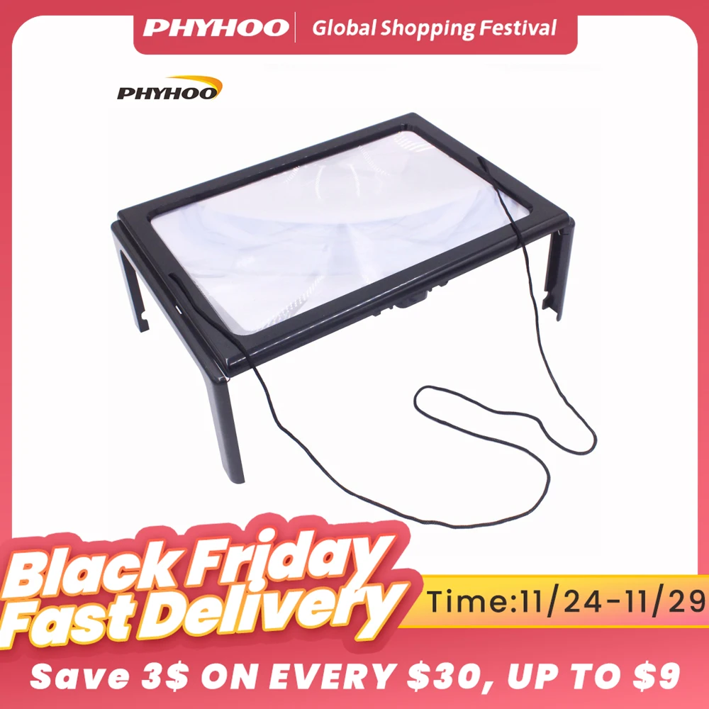 A4 Full Page Large 3X Giant Hands Free Desk Foldable Magnify