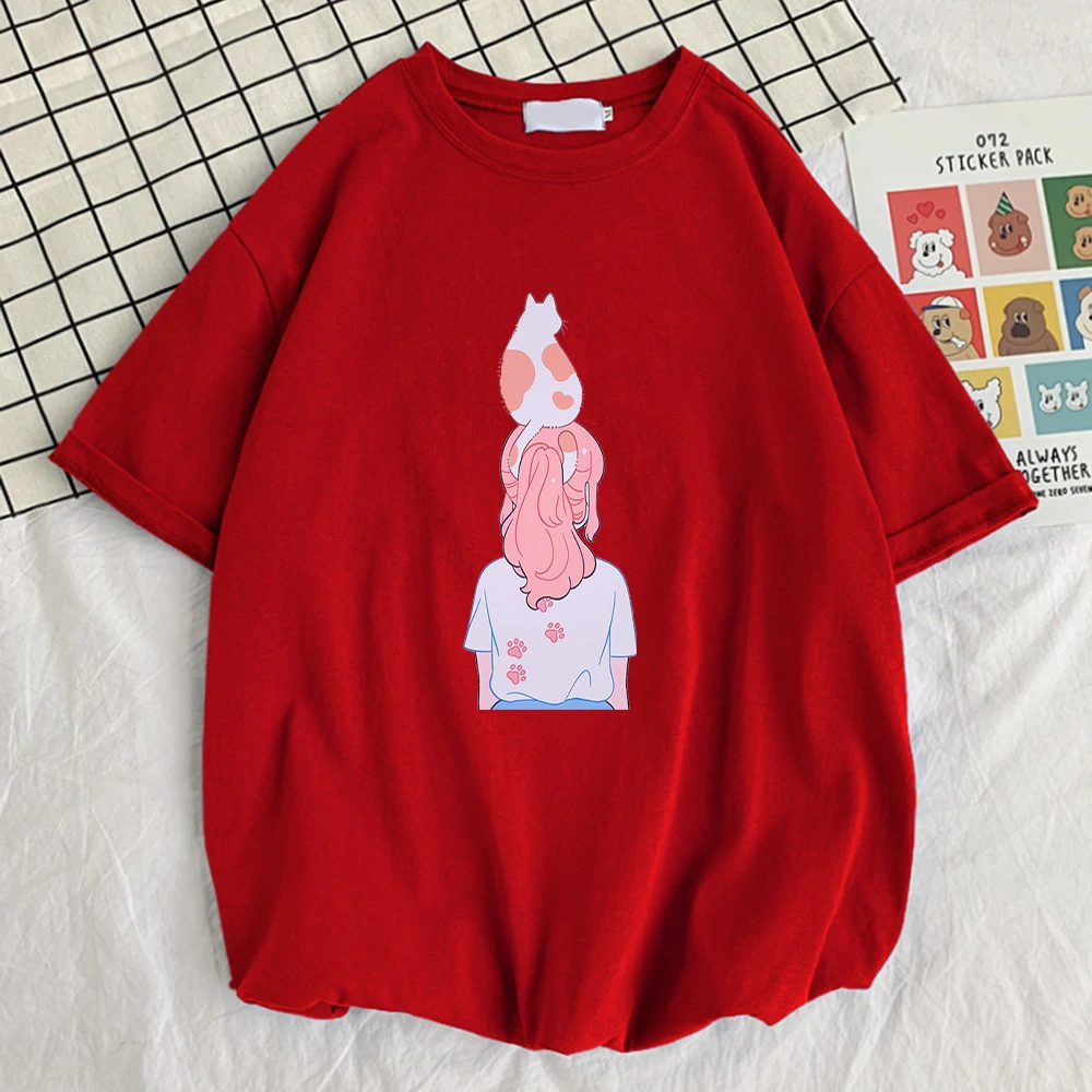 

Футболка мужская с принтом «кавайная кошка» и «розовые волосы»