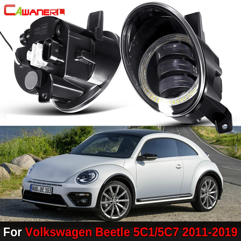 2 светодиодных противотуманных фар Canbus Car 9006 с дневным светом Angel Eye DRL для Volkswagen