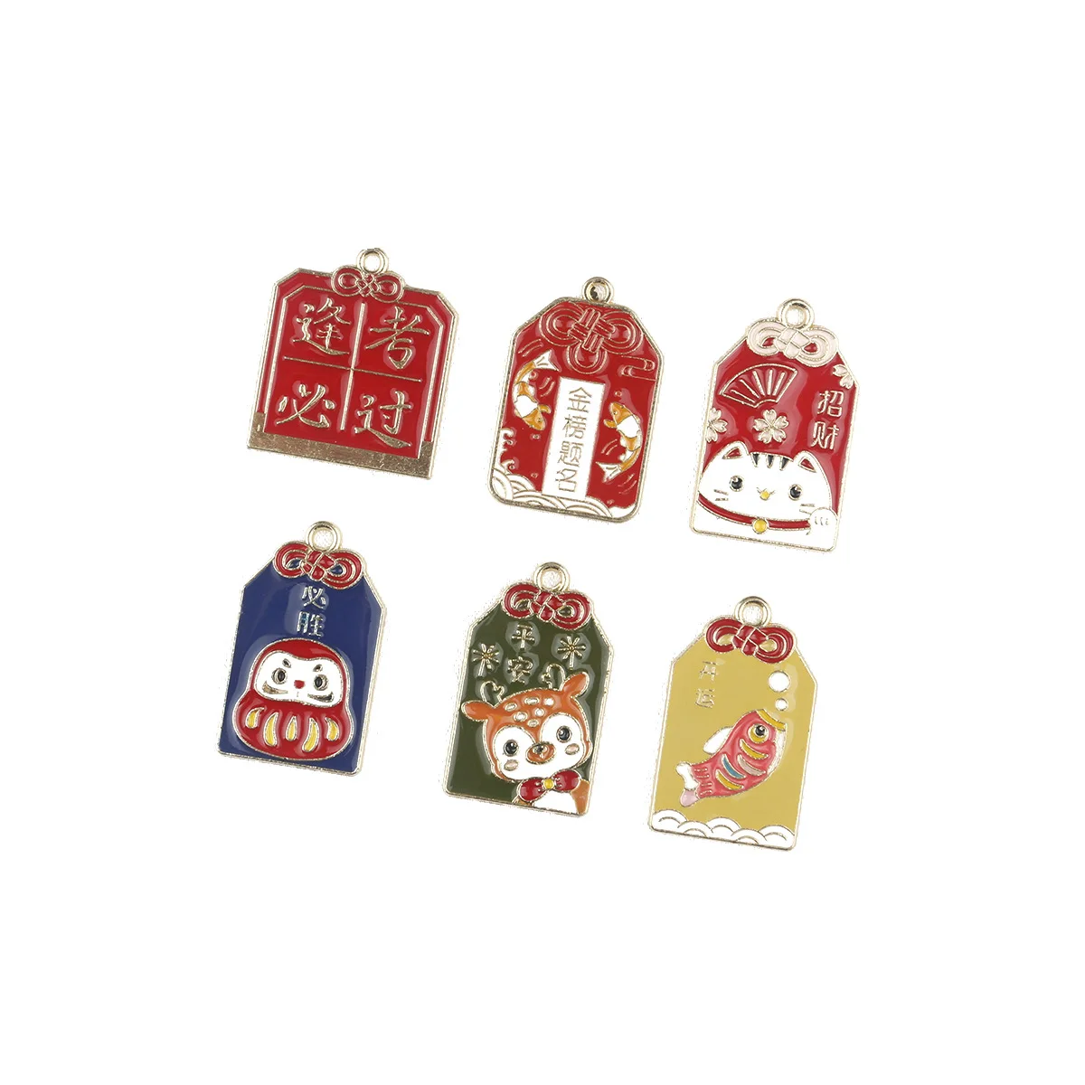 

30pcs Chinese: Every Exam Must Be Passed Enamel Charms Square Pendants Floatings DIY Jewelry Making Handmade Craft Wholesale