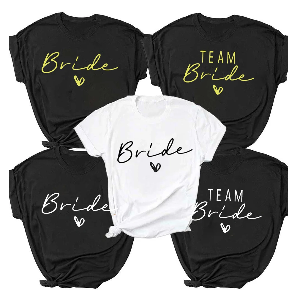 

Wedding Party Team Bride Bachelorette Woment-Shirts Fashion Clothing Short Sleeve Clothes Summer Female Tee Graphic Tshirt