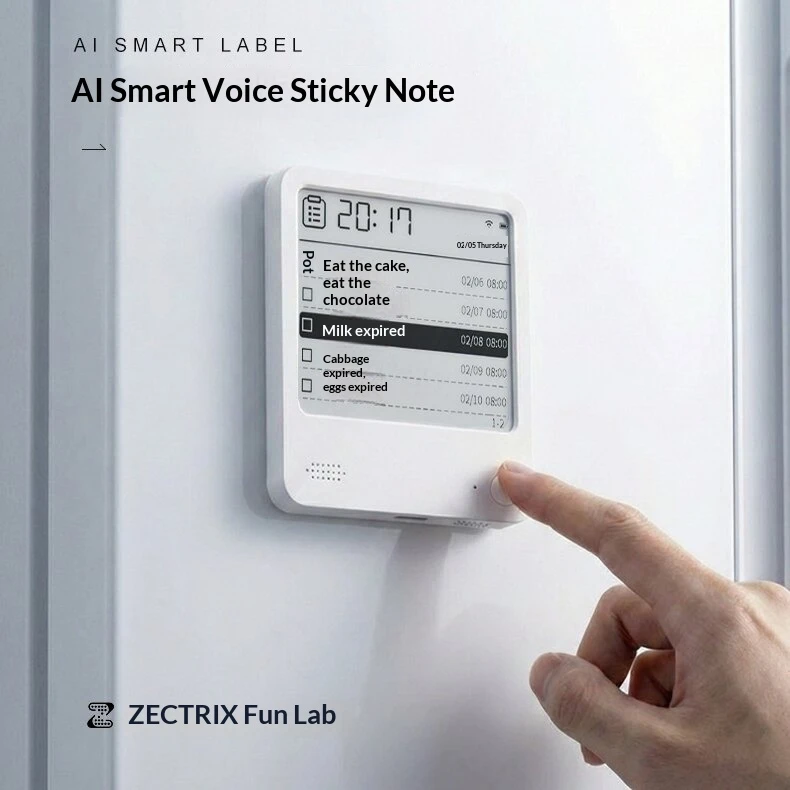 Фото Zectrix Note4 AI E-Ink Умный магнит на холодильник 4,2 дюйма, цифровой диктофон-блокнот, декор для стола с голосовым взаимодействием AI, календарь, функция повтора №2