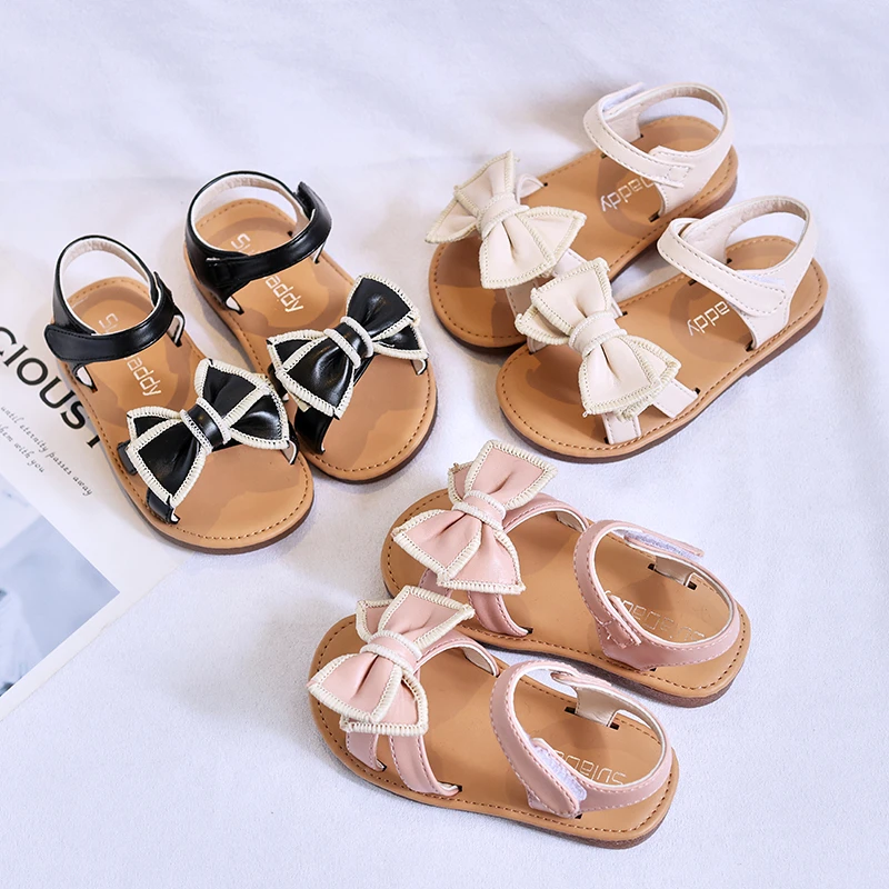 

Baby Girls Sandals Kids Beach Shoes Bow-knot Bowtie Princess Sweet Classic 2022 Brand New Soft Children Bow Sandals Toddlers Hot
