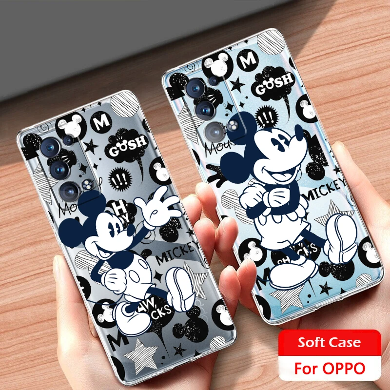 

Disney Mickey Minnie Love Transparent Phone Case For OPPO Find X5 X3 Neo Lite F21 Pro A96 A57 A74 A76 A72 A55 A54S A53 A16 A9