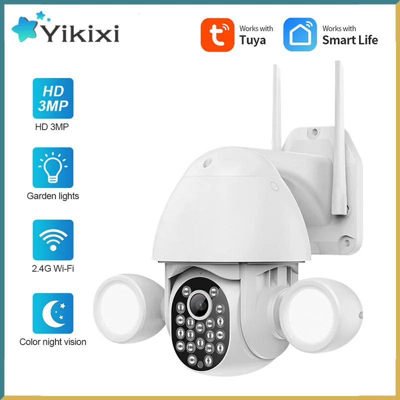 

Tuya Smartlife Floodlight Yardlight Security IP Camera 3MP Dual Lighting Two-Way Audio Home Safety Support Google Home and Alexa