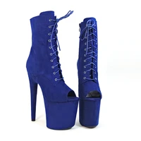 leecabe 20cm pole dancing shoes high heel platform boots open toe with suede materials cover heels pole dancing boot