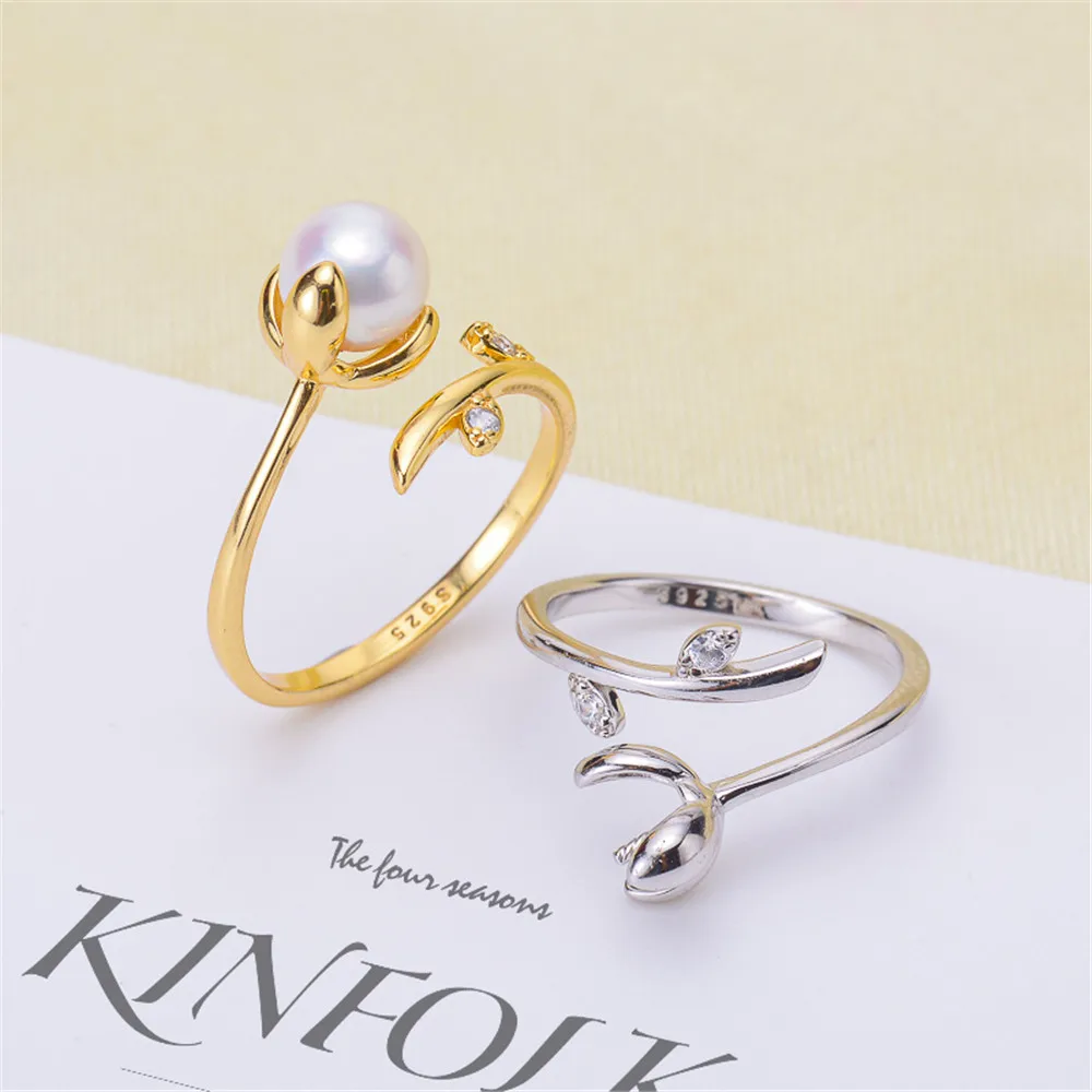 

DIY Pearl Ring Settings S925 sterling silver accessories fashionable ring holder is suitable for installing 5-6mm beads